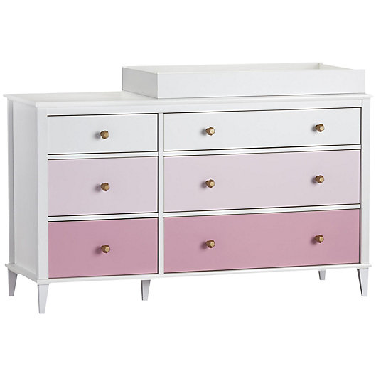 Alternate image 1 for Little Seeds Monarch Hill Poppy 6-Drawer Dresser with Changing Table Topper in Pink