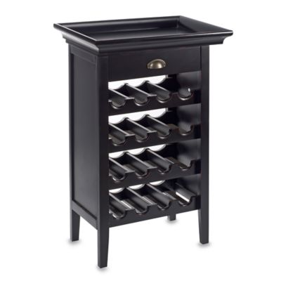 Black Wine Storage Cabinet with Tray
