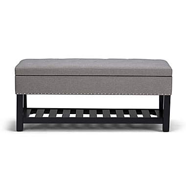 Simpli Home Lomond Faux Leather Storage Ottoman Bench. View a larger version of this product image.