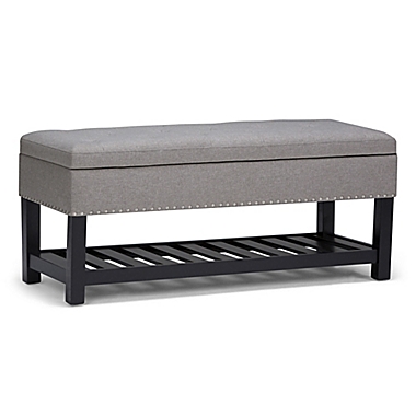 Simpli Home Lomond Faux Leather Storage Ottoman Bench. View a larger version of this product image.