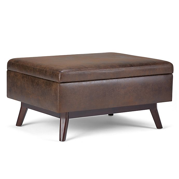 Owen Faux Leather Upholstered Coffee, Coffee Table Leather Ottoman