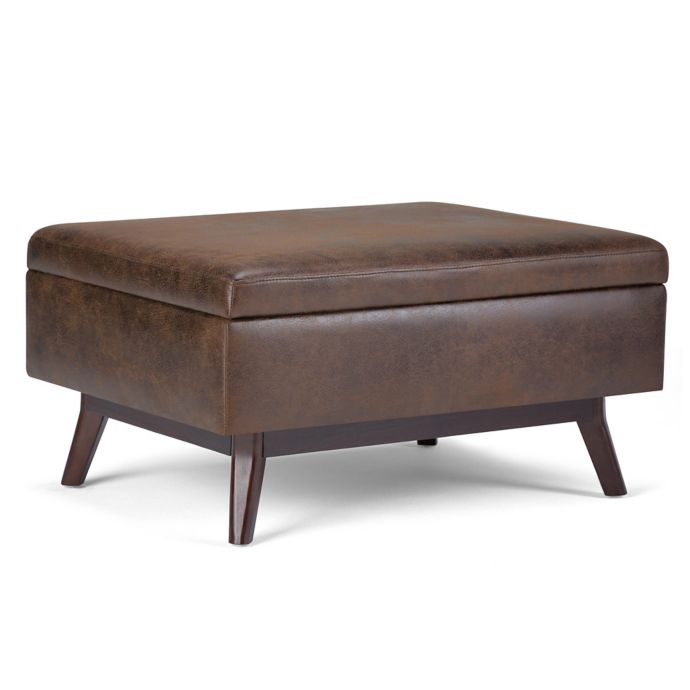 Simpli Home Owen Faux Leather Upholstered Coffee Table Ottoman Bed Bath Beyond