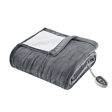 True North by Sleep Philosophy Ultra Soft Heated Queen Blanket in Grey. View a larger version of this product image.