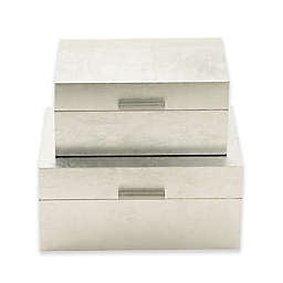 Ridge Road Décor 2-Piece Metallic Finish Wood Box Set in Silver
