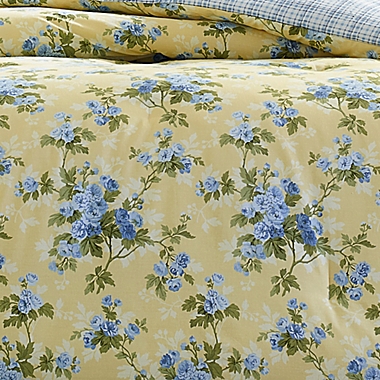 Laura Ashley&reg; Cassidy 7-Piece Reversible Full/Queen Comforter Set in Yellow. View a larger version of this product image.