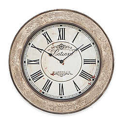 Ridge Road Décor 24-Inch Round French Wall Clock in Ivory White