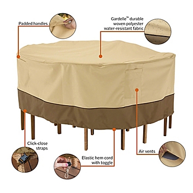 Classic Accessories&reg; Veranda Small Round Table and Chair Set Cover in Natural/Brown. View a larger version of this product image.