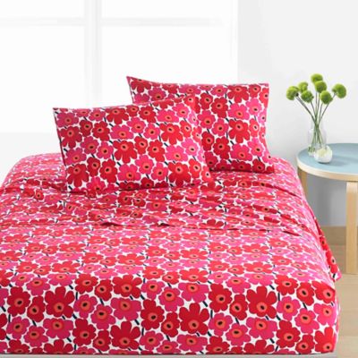 Marimekko Unikko Sheet Set In Red, Red Twin Bed Sheet Sets