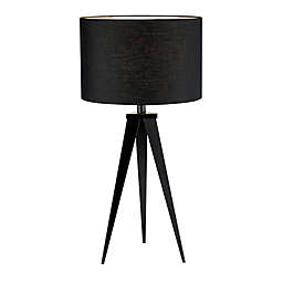Adesso® Director Table Lamp in Black with Fabric Shade