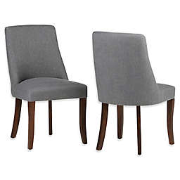 Simpli Home Walden Linen Look Fabric Deluxe Dining Chairs in Slate Grey