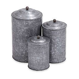Ridge Road Décor 3-Piece Galvanized Iron Canister Set in Grey