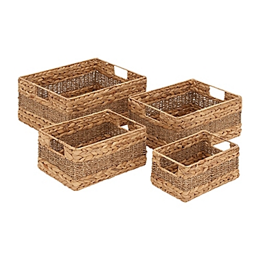 Ridge Road D&eacute;cor 4-Piece Braided/Woven Seagrass Basket Set. View a larger version of this product image.
