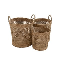 Ridge Road Décor 3-Piece Cross Weave Seagrass Basket Set