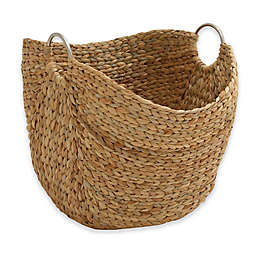 Ridge Road Décor Oval Seagrass Basket with Metal Handles