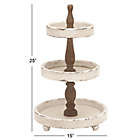 Alternate image 2 for Ridge Road D&eacute;cor 3-Tier Rustic Wood Serving Stand in Oak/White