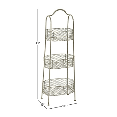 Ridge Road D&eacute;cor 3-Basket Oval Iron Stand in White. View a larger version of this product image.