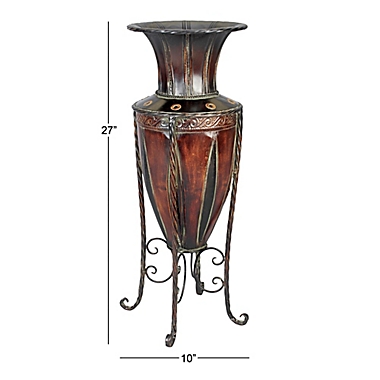 Ridge Road D&eacute;cor Iron Amphora Vase with Stand in Bronze. View a larger version of this product image.