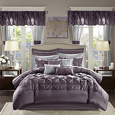 Madison Park&reg; Essentials Joella 24-Piece King Comforter Set in Plum. View a larger version of this product image.