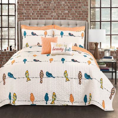 4 PCS Bedding Green Duvet Bedroom Comforter Cover Set Bird Queen King Size I391 