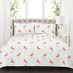 Lush Decor Kelly Flamingo King Quilt Set in Coral