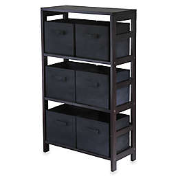 Capri 3-Tier Storage Shelf with 6 Foldable Baskets in Black