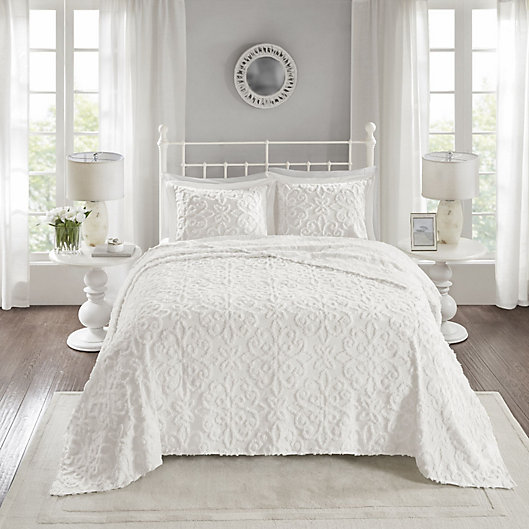 Sabrina 3 Piece Bedspread Set In White, California King Bedspread Sets