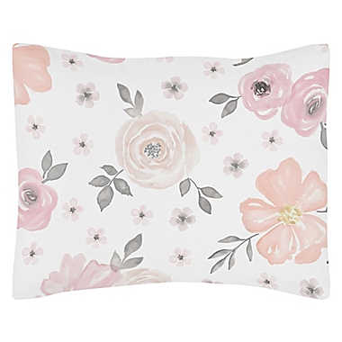 Sweet Jojo Designs&reg; Watercolor Floral Bedding Collection in Pink/Grey. View a larger version of this product image.