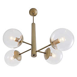 Rogue Décor Company Mid-Century 4-Light Chandelier in Antique Brass