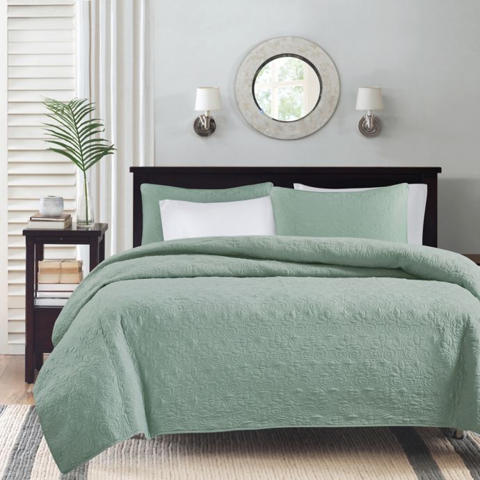 Madison Park Quebec 3 Piece Coverlet Set In Seafoam Bed Bath Beyond