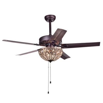 Catalina 52 Inch 3 Light Ceiling Fan In, Antique White And Champagne Crystal Ceiling Fan