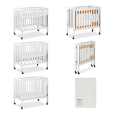 Dream On Me 3-in-1 Folding Portable Mini Crib in White. View a larger version of this product image.