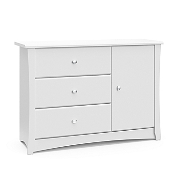 Storkcraft Crescent 3-Drawer Combo Dresser in White. View a larger version of this product image.
