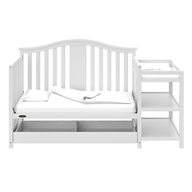 Graco&reg; Solano 4-in-1 Convertible Crib and Changer in White. View a larger version of this product image.