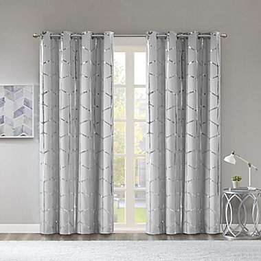 Intelligent Design Raina 84-Inch Grommet 100% Blackout Window Curtain Panel in Grey (Single). View a larger version of this product image.