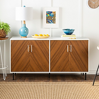 Forest Gate&trade; Jade 58-Inch Modern Bookmatch Buffet Console in White/Teak. View a larger version of this product image.