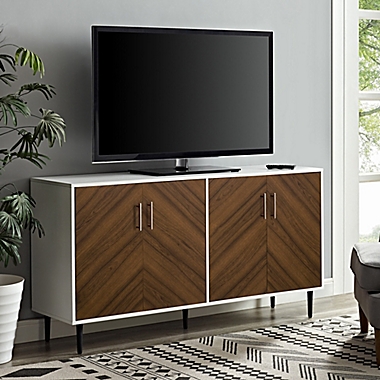 Forest Gate&trade; Jade 58-Inch Modern Bookmatch Buffet Console in White/Teak. View a larger version of this product image.
