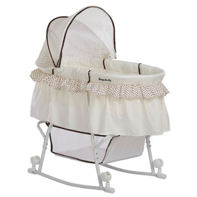 Dream on Me Lacy Portable 2-in-1 Bassinet/Cradle in Green/White