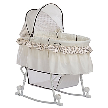 Dream on Me Lacy Portable 2-in-1 Bassinet/Cradle in Green/White. View a larger version of this product image.