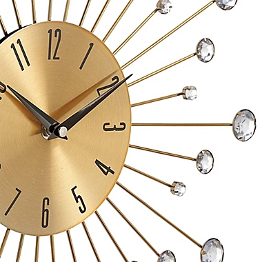 Ridge Road D&eacute;cor Beaded Burst Wall Clock in Gold. View a larger version of this product image.