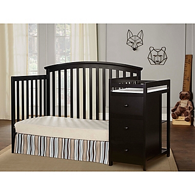 Dream On Me Niko 5-in-1 Convertible Crib and Changer in Black. View a larger version of this product image.