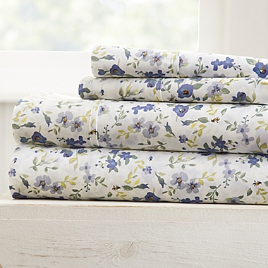 Home Collection Blossoms Queen Sheet Set in Light Blue. View a larger version of this product image.