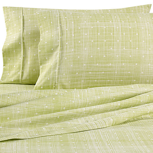 Alternate image 1 for Home Collection Polka Dot Twin Sheet Set in Moss