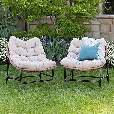 Forest Gate Wicker Papasan Patio Chairs in Natural (Set of 2). View a larger version of this product image.