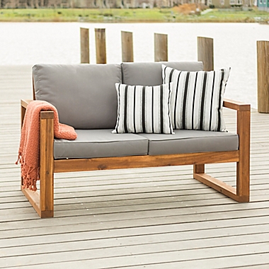 Forest Gate Otto Acacia Wood Patio Loveseat with Cushions in Brown. View a larger version of this product image.