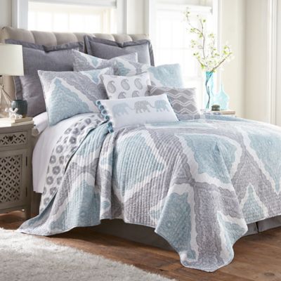 Levtex Home Grace Reversible Quilt Set, Grey And Teal Twin Bedding