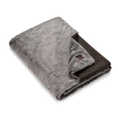 UGG&reg; Dawson Faux Fur 70-Inch x 50-Inch Throw Blanket in Chocolate. View a larger version of this product image.