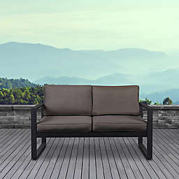 Real Flame® Baltic Outdoor Loveseat in Black with Brown Cushions