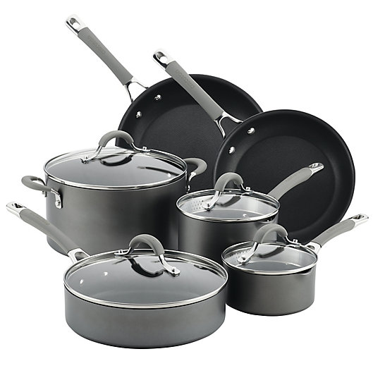 Alternate image 1 for Circulon® Elementum™ Nonstick Hard-Anodized 10-Piece Cookware Set in Oyster Grey