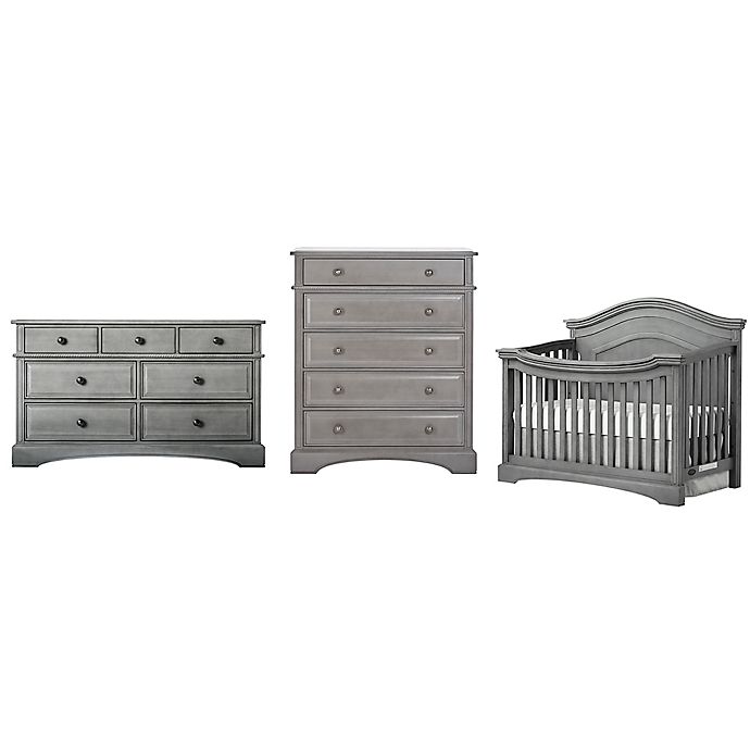 Evolur Adora Curve Nursery Furniture, Evolur Double Drawer Dresser Storm Grey