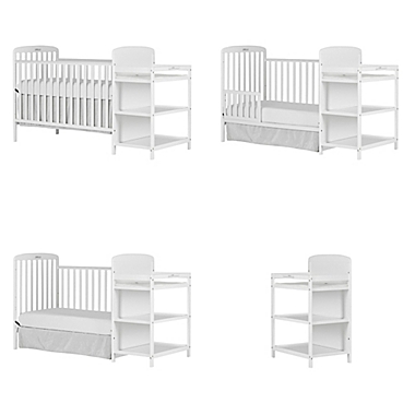 Dream On Me Anna 4-in-1 Convertible Crib and Changing Table Combo in White. View a larger version of this product image.